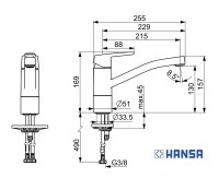 MEDIDAS MONOMANDO COCINA POLO ECO HANSA